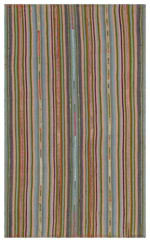 Striped Over Dyed Kilim Rug 5'2'' x 8'6'' ft 158 x 260 cm