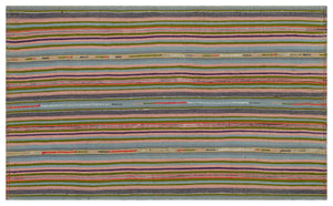 Striped Over Dyed Kilim Rug 5'2'' x 8'6'' ft 158 x 260 cm