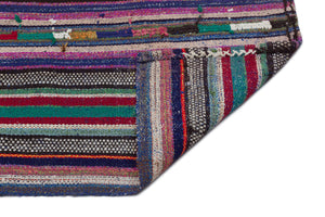 Striped Over Dyed Kilim Rug 5'10'' x 7'4'' ft 178 x 224 cm