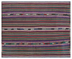 Striped Over Dyed Kilim Rug 5'10'' x 7'4'' ft 178 x 224 cm