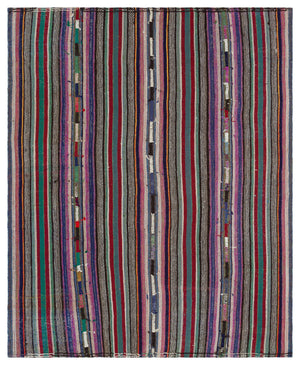 Striped Over Dyed Kilim Rug 5'10'' x 7'4'' ft 178 x 224 cm