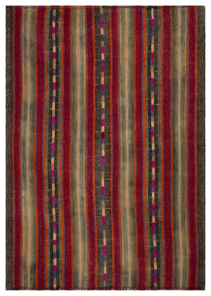 Striped Over Dyed Kilim Rug 5'5'' x 7'10'' ft 164 x 240 cm