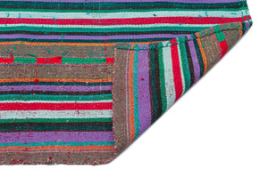 Striped Over Dyed Kilim Rug 4'4'' x 7'5'' ft 131 x 227 cm