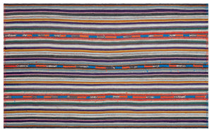 Striped Over Dyed Kilim Rug 5'4'' x 8'10'' ft 163 x 268 cm