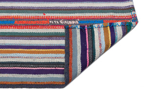 Striped Over Dyed Kilim Rug 5'4'' x 8'10'' ft 163 x 268 cm