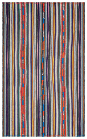 Striped Over Dyed Kilim Rug 5'4'' x 8'10'' ft 163 x 268 cm