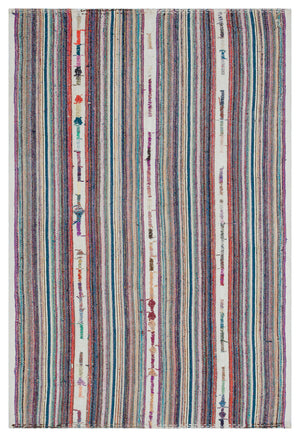 Striped Over Dyed Kilim Rug 4'11'' x 7'4'' ft 151 x 223 cm