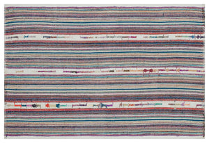 Striped Over Dyed Kilim Rug 4'11'' x 7'4'' ft 151 x 223 cm