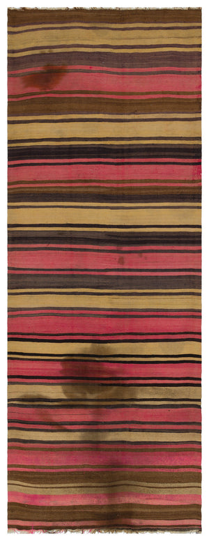 Striped Over Dyed Kilim Rug 4'1'' x 10'10'' ft 124 x 330 cm