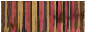 Striped Over Dyed Kilim Rug 4'1'' x 10'10'' ft 124 x 330 cm