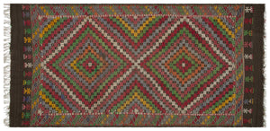 Geometric Over Dyed Kilim Rug 5'7'' x 10'10'' ft 170 x 330 cm