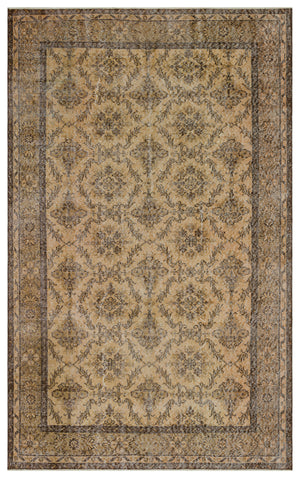 Brown Over Dyed Vintage Rug 5'9'' x 9'5'' ft 176 x 288 cm