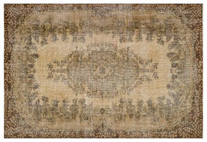 Brown Over Dyed Vintage Rug 5'8'' x 8'6'' ft 172 x 260 cm