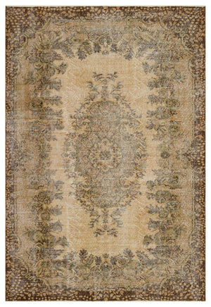 Brown Over Dyed Vintage Rug 5'8'' x 8'6'' ft 172 x 260 cm