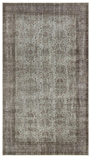 Gray Over Dyed Vintage Rug 5'4'' x 9'4'' ft 162 x 285 cm