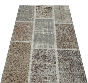 Gray Over Dyed Patchwork Unique Rug 2'7'' x 4'10'' ft 80 x 148 cm