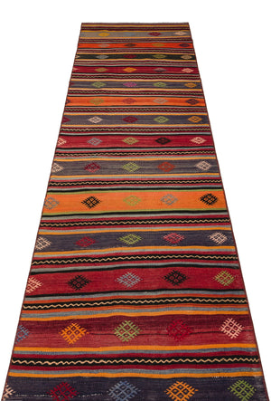 Striped Over Dyed Kilim Rug 2'7'' x 11'12'' ft 80 x 365 cm