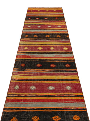 Striped Over Dyed Kilim Rug 2'10'' x 9'7'' ft 86 x 291 cm