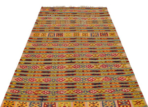 Geometric Over Dyed Kilim Rug 4'3'' x 6'5'' ft 130 x 195 cm