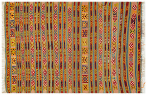 Geometric Over Dyed Kilim Rug 4'3'' x 6'5'' ft 130 x 195 cm