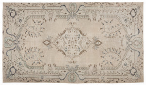 Beige Over Dyed Vintage Rug 4'12'' x 8'8'' ft 152 x 265 cm