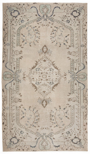 Beige Over Dyed Vintage Rug 4'12'' x 8'8'' ft 152 x 265 cm