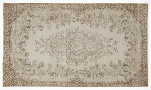 Beige Over Dyed Vintage Rug 5'1'' x 8'10'' ft 154 x 270 cm