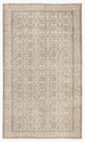 Beige Over Dyed Vintage Rug 5'5'' x 9'2'' ft 165 x 280 cm