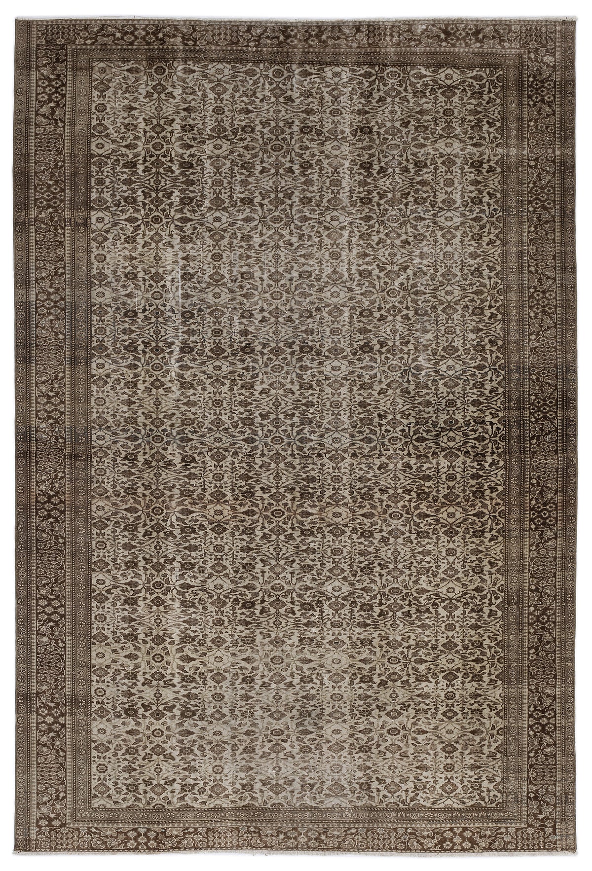 Retro Design Brown Over Dyed Vintage Rug 6'3'' x 9'2'' ft 190 x 280 cm -  Unique Rug Store