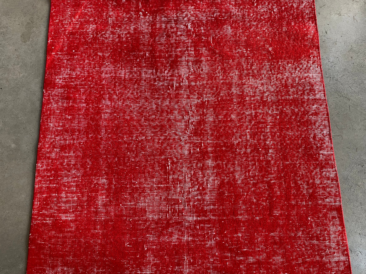 Red Over Dyed Vintage Rug 3'8'' x 6'0'' ft 112 x 184 cm - Unique